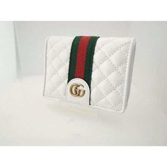 Gucci Double Authenticity Card Case Mini Wallet 536453 White Pawnbroker